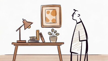 Obraz premium Self Reflection Theme: Awareness practice reshaping habits in personal studio 