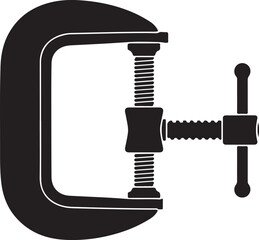Black and white illustration of a Cclamp tool for woodworking projects