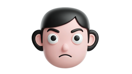 3D Cartoon Character with a Displeased Expression