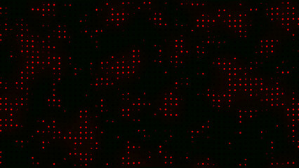 An abstract dark background with a randomized pattern of small glowing red dots, suggesting a digital display or a cosmic nebula with a sense of energy and depth © Stock motion CK