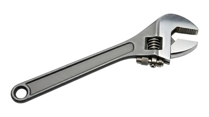 Obraz premium high-quality silver adjustable wrench with long handle and gripping jaws for various tasks and projects on transparent background