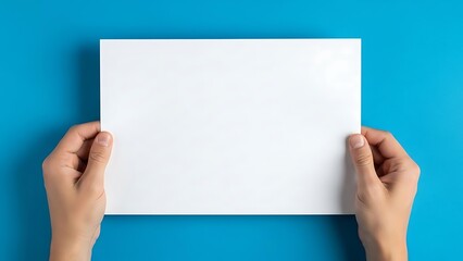 Obraz premium Hands holding blank white paper sheet isolated on transparent background