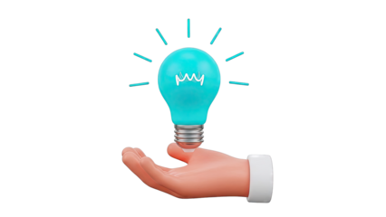 Hand Holding Glowing Blue Idea Lightbulb
