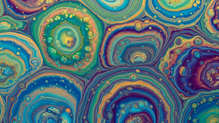 Psychedelic Colorful Concentric Circles Fluid Art Background