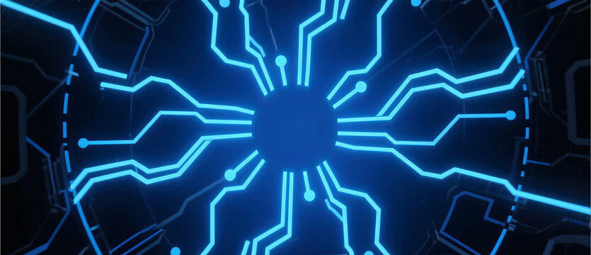 blue glow microchip circuit pattern technology