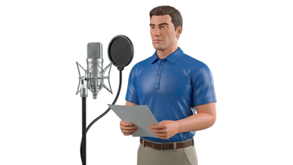 Man with Microphone and Script