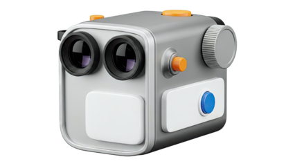 Stylized Binoculars with Orange and Blue Accents