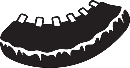 Illustration of a set of large sharp teeth in black and white