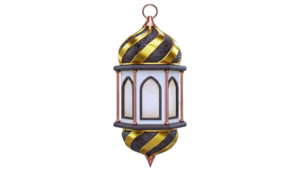 Decorative Islamic Lantern with Gold and Dark Tones