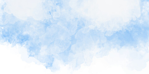 Vector watercolor cloud set design in a soft blue color illustration