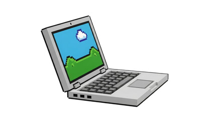 Pixel Art Laptop Computer Isolated