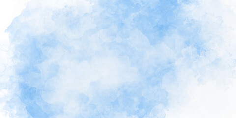 Vector watercolor cloud set design in a soft blue color illustration
