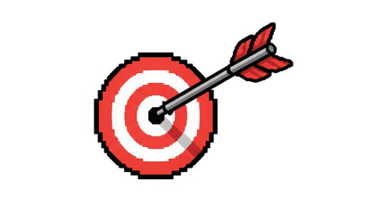 Pixel Art Target with Arrow Isolated