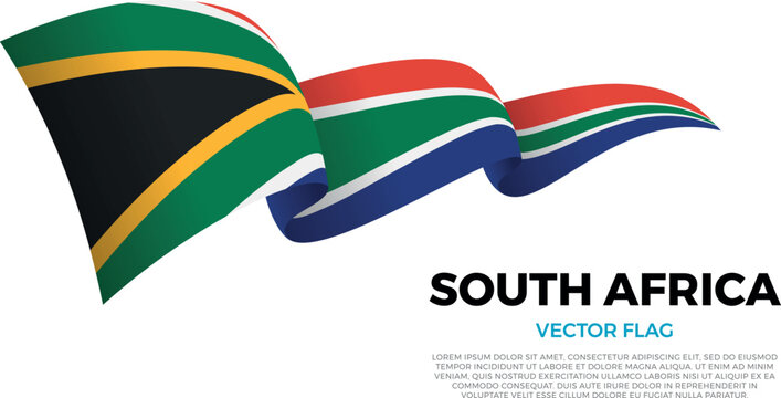 Flag of South Africa. South African Culture. Shining flag with realistic shadows waving in three layers. The elegant curves and realistic shading create a sense of motion