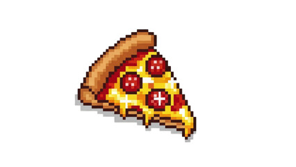 Pixel Art Pizza Slice Isolated