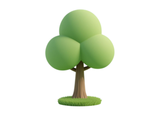 Vector 3d illustration of a green summer tree with lush leaves and branches isolated on a transparant background