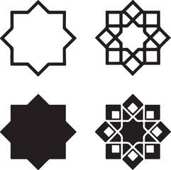 Isolated islamic pattern star icon, geometric islamic star ornament, holiday celebration symbol, vector minimal illustration, eid festival branding, muslim decoration design