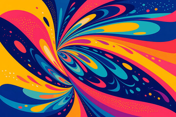 Psychedelic Vortex: Swirling Color Splash Abstract in Vibrant Pop Art Style