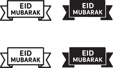 Isolated islamic greeting banner icon, eid islamic greeting ribbon, holiday celebration vector symbol, minimal illustration, festive branding, muslim festival vector design