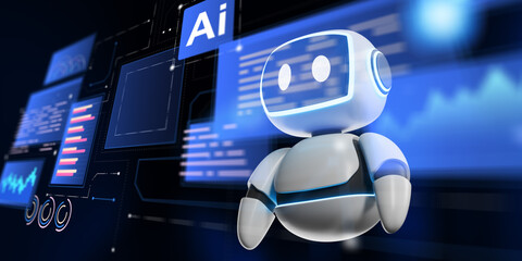 Artificial Intelligence Robot with Digital Dashboard and Data Interface.