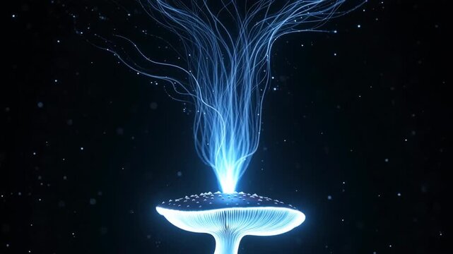 Visual representation of glowing blue light emanating from a circular object, creating an ethereal atmosphere with flowing lines