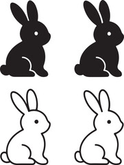 Isolated easter bunny silhouette icon, easter bunny cute rabbit, holiday celebration symbol, vector minimal design, easter festive illustration, spring season branding