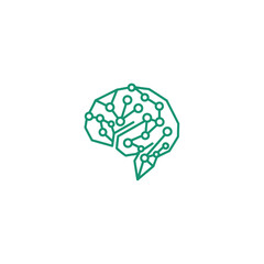 Simplified Brain Illustration with Neural Connections and Technology Integration