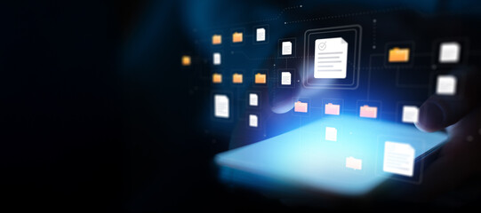 Electronic Document Workflow and File Management on Digital Touchscreen.