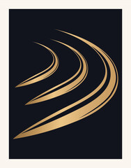 Golden flowing curves on dark background