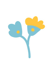 yellow and blue flower vector illustration on white