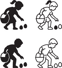 Isolated easter egg hunt silhouette icon, easter egg hunt kids activity symbol, easter egg hunt family holiday celebration design, spring festival branding illustration