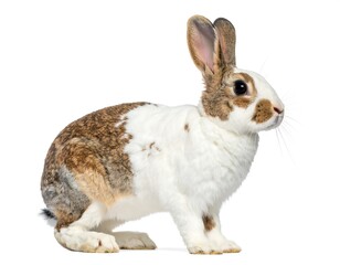 Obraz premium Calm adult rabbit sitting isolated clean background high resolution image