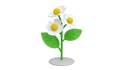 Stylized 3D Render of White and Yellow Flowers