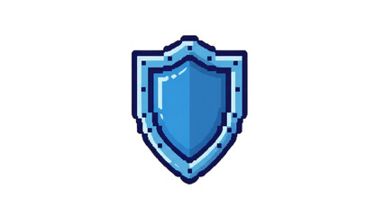 Single Pixel Art Blue Shield Isolated