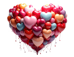 3D heart shaped balloon made of many small balloons,white background