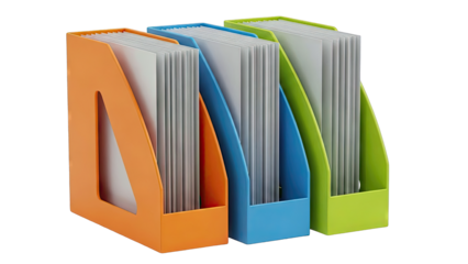 Colorful Magazine Holders with Papers