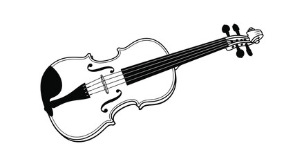 Obraz premium A simple black and white illustration of a classic violin with detailed strings