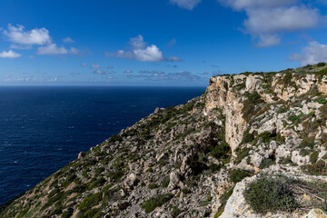 Rocky coast of Malta, natural landscape. Dingli Cliffs