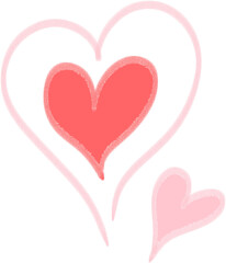 Hand Drawn Heart Line Illustration in Soft Pink Pastel on Transparent Background