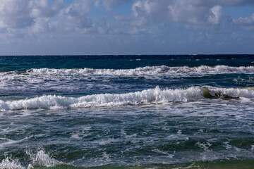 Large waves in the Mediterranean. Golden Bay, Malta. Seascape