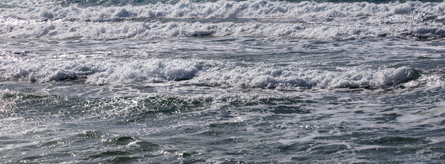 Large waves in the Mediterranean. Golden Bay, Malta. Seascape