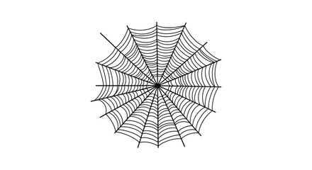 Obraz premium A detailed illustration of a black spiderweb with radial and circular threads