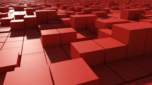 Abstract red cubes grid pattern perspective background