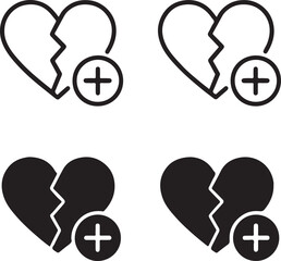 Isolated broken heart repair icon, broken heart repair love symbol, love relationship healing vector, romantic couple minimal illustration, love recovery branding, relationship repair design