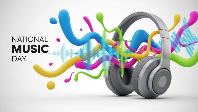 walpaper national music day with headseats