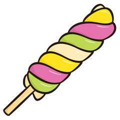 Colorful Twist Lollipop Cartoon Style