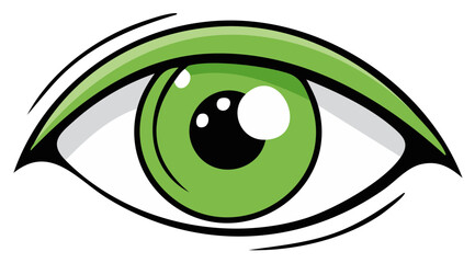 Fototapeta premium Stylized Eye with Green Iris and Black Outline, Cartoon Style Detailed Graphic