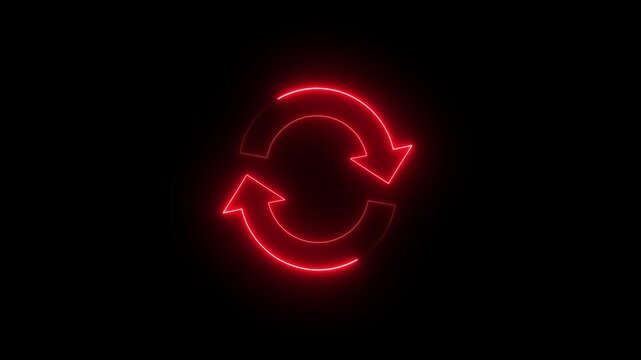 Neon refresh sign icon with Circle arrow rotation . Use for your content video, streaming, promotion.