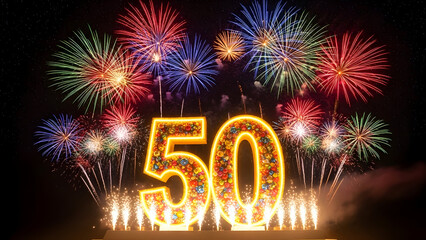Golden 50 Birthday and Anniversary Celebration with Sparkling Bokeh &ndash; Milestone Event Concept