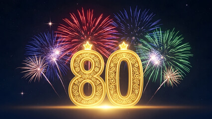 Golden 80 Birthday and Anniversary Celebration with Sparkling Bokeh &ndash; Milestone Event Concept